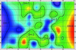 Color-filled contour map with conventional contour lines